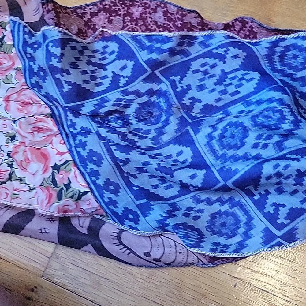 Silk multi media ruffle scarf. Vi tage silk.